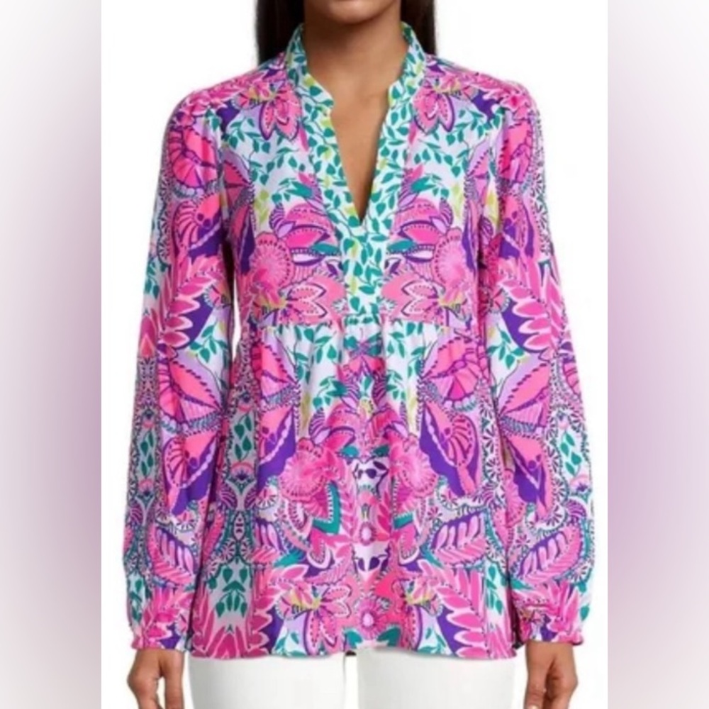 Lilly Pulitzer Winona Stretch Tunic Blouse (Ptp17-19) - Picture 4 of 4